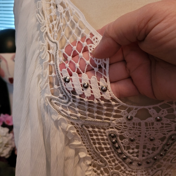 Free People Peasant Top Boho Romantic Sexy Crocheted Small Festival small - Picture 3 of 9